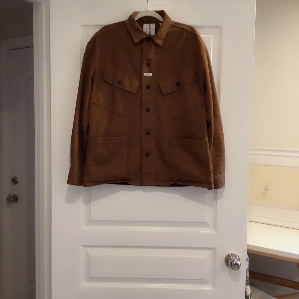 Collusion Men Jacket size XXS color brown collar button down front pockets